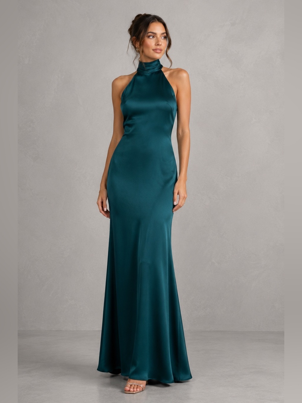 XSCAPE Halter Neck Satin Maxi Dress Size 10 B3302